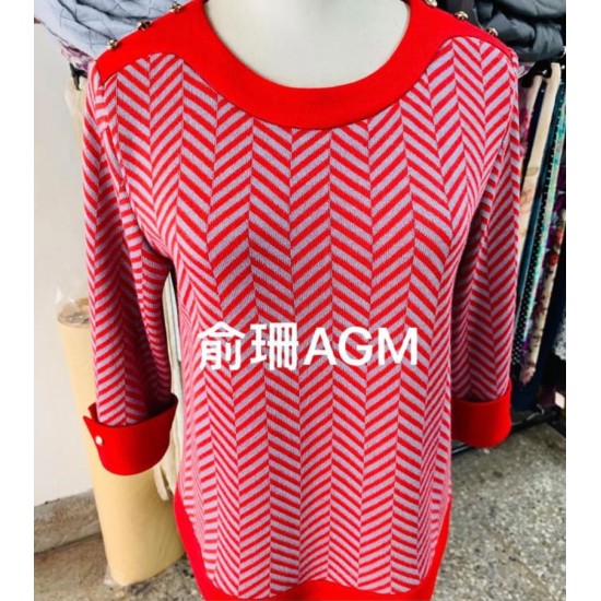 加工品: 絢麗七分袖上衣 紅灰  工資: 2800元