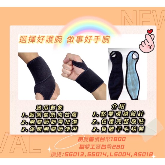 加工品:護腕(毛毯)工資:280元